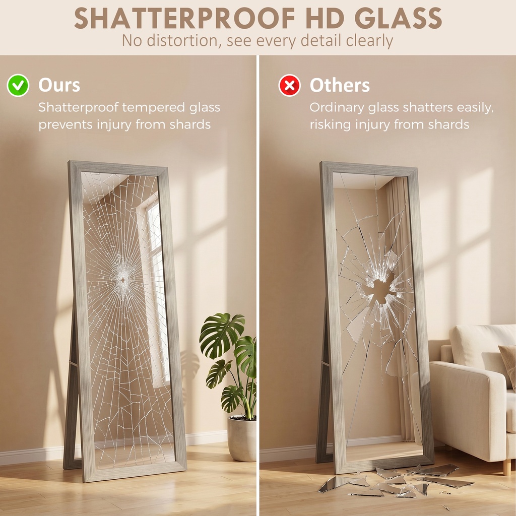 Full-Length Mirror Freestanding/Hanging Grey image 5