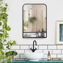Modern Wall Mirror with Shelf Black 70x50 cm image 2