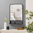 Modern Wall Mirror with Shelf Black 70x50 cm image 5