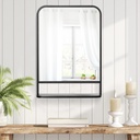 Modern Wall Mirror with Shelf Black 70x50 cm image 6