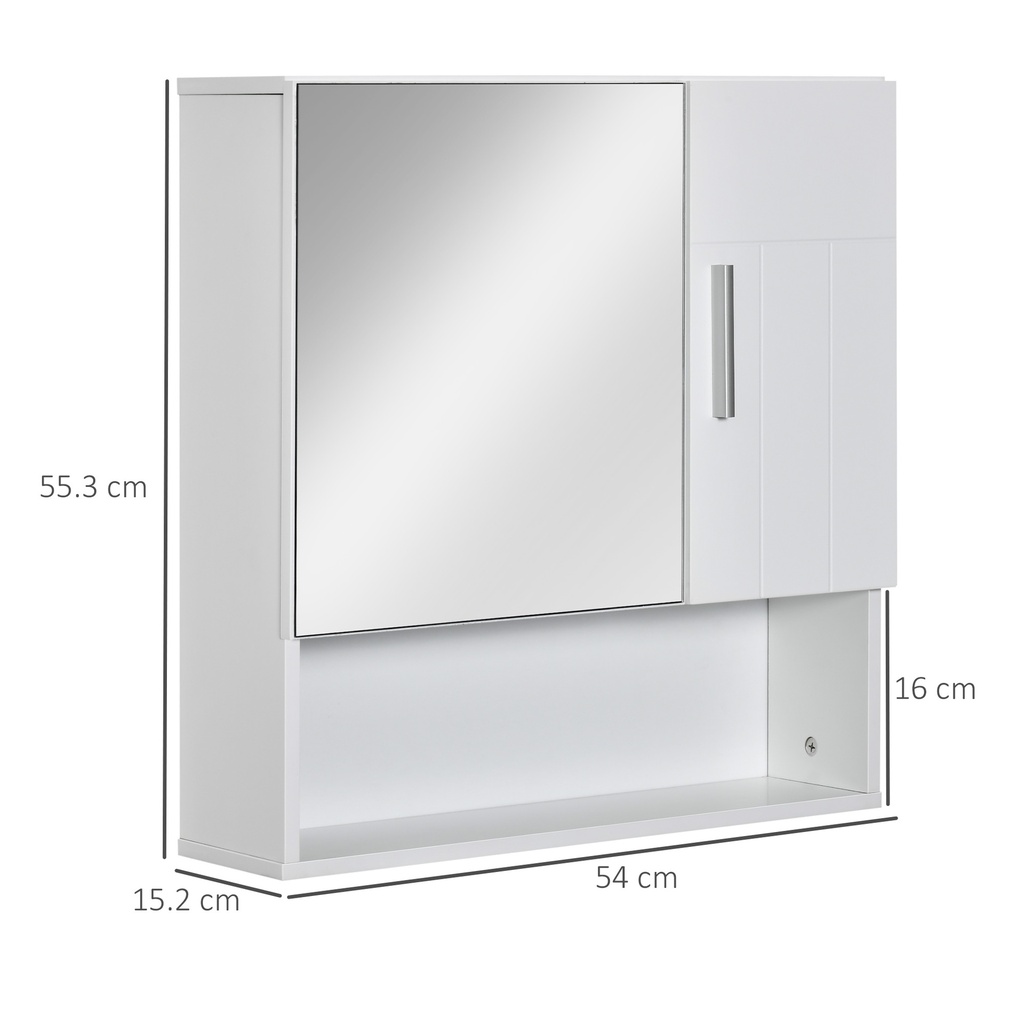 Kleankin Bathroom Mirror Cabinet White Wall-Mounted Storage image 3