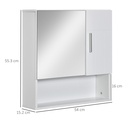 Kleankin Bathroom Mirror Cabinet White Wall-Mounted Storage image 3