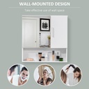 Kleankin Bathroom Mirror Cabinet White Wall-Mounted Storage image 5