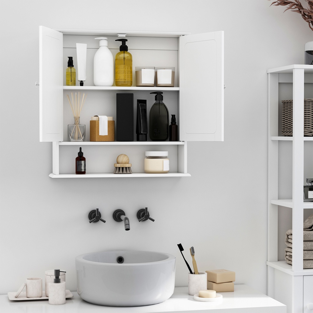 Kleankin Wall-Mounted Bathroom Cabinet White Mirror Door image 4