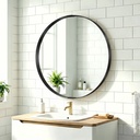 Round Wall Mirror 61cm Aluminium Frame Wall-Mounted Black image 2