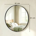Round Wall Mirror 61cm Aluminium Frame Wall-Mounted Black image 3