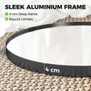Round Wall Mirror 61cm Aluminium Frame Wall-Mounted Black image 4