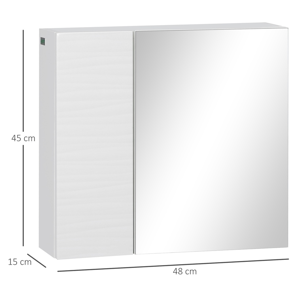 Kleankin Bathroom Cabinet Wall-Mounted White with Mirror image 3