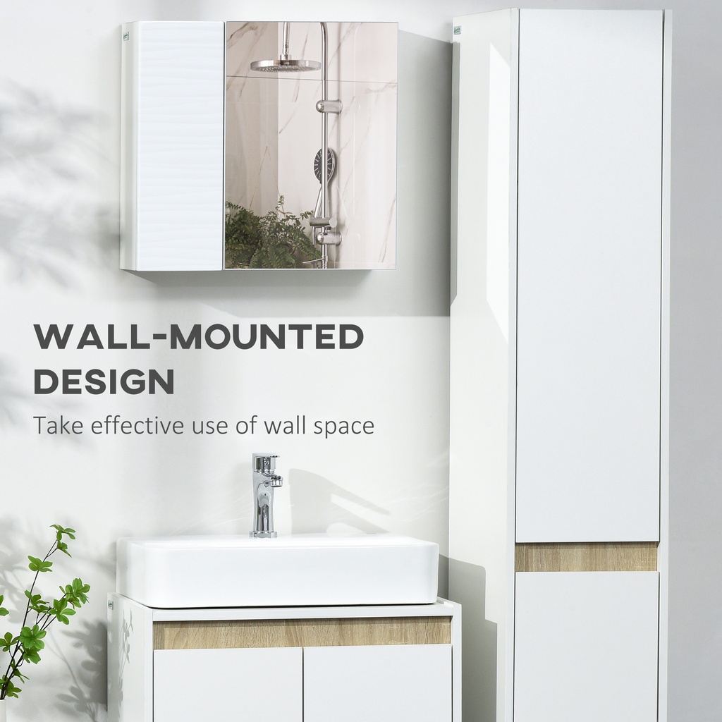 Kleankin Bathroom Cabinet Wall-Mounted White with Mirror image 4