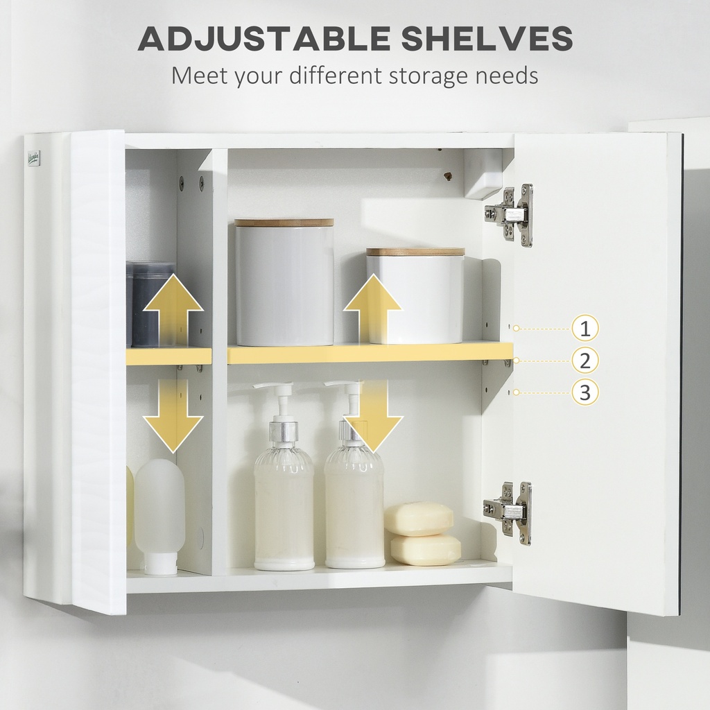 Kleankin Bathroom Cabinet Wall-Mounted White with Mirror image 5