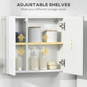 Kleankin Bathroom Cabinet Wall-Mounted White with Mirror image 5