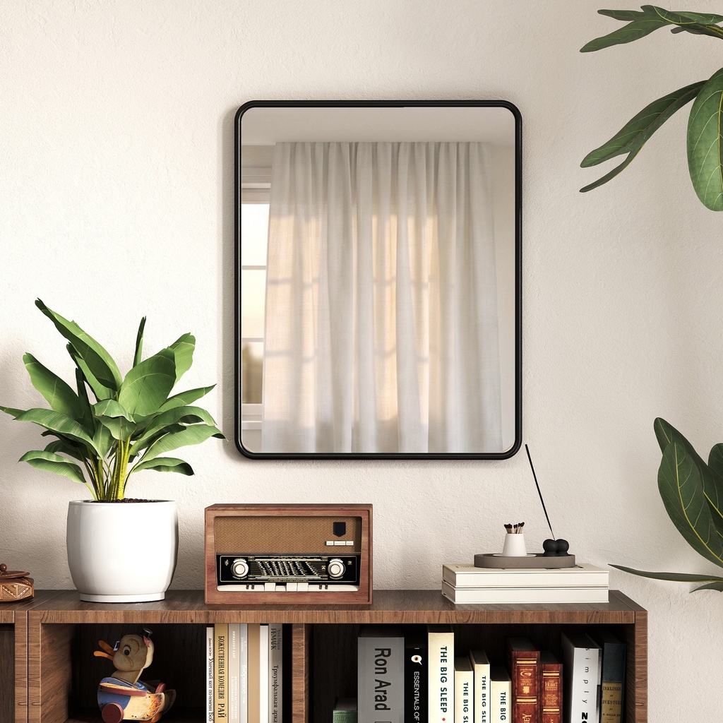 Rectangular Wall Mirror HD Glass Black image 2