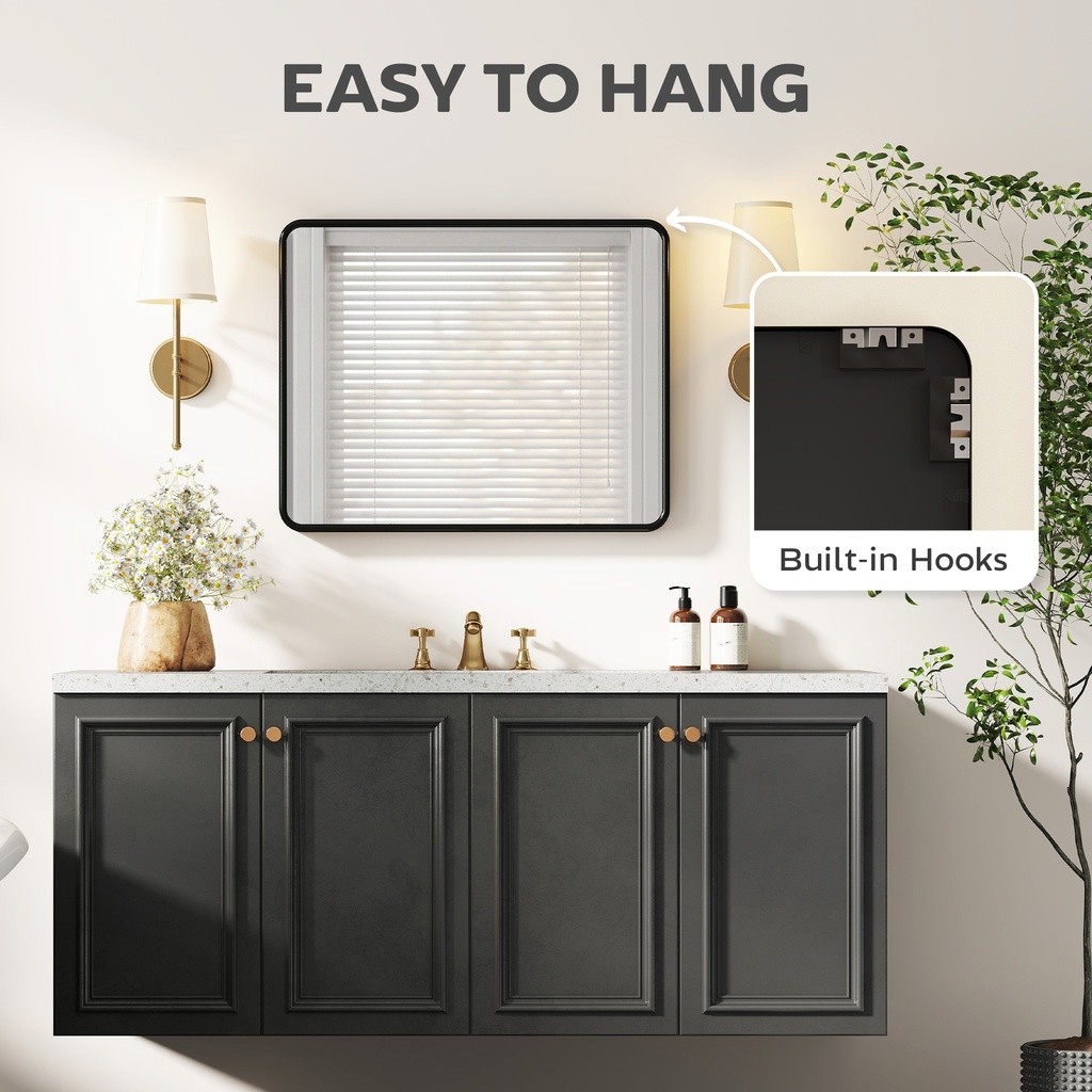 Rectangular Wall Mirror HD Glass Black image 5