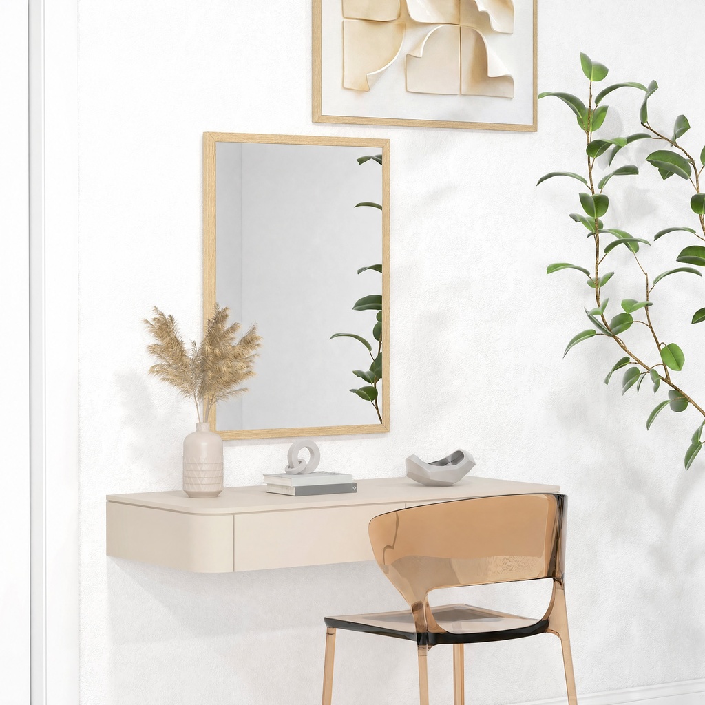 Wall-Mounted Mirror Natural Wood 70x50cm image 2