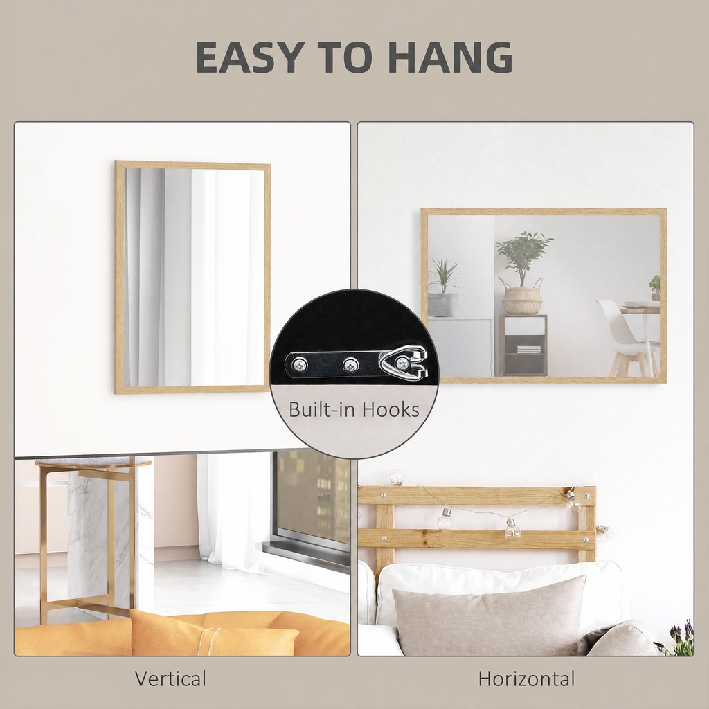 Wall-Mounted Mirror Natural Wood 70x50cm image 5