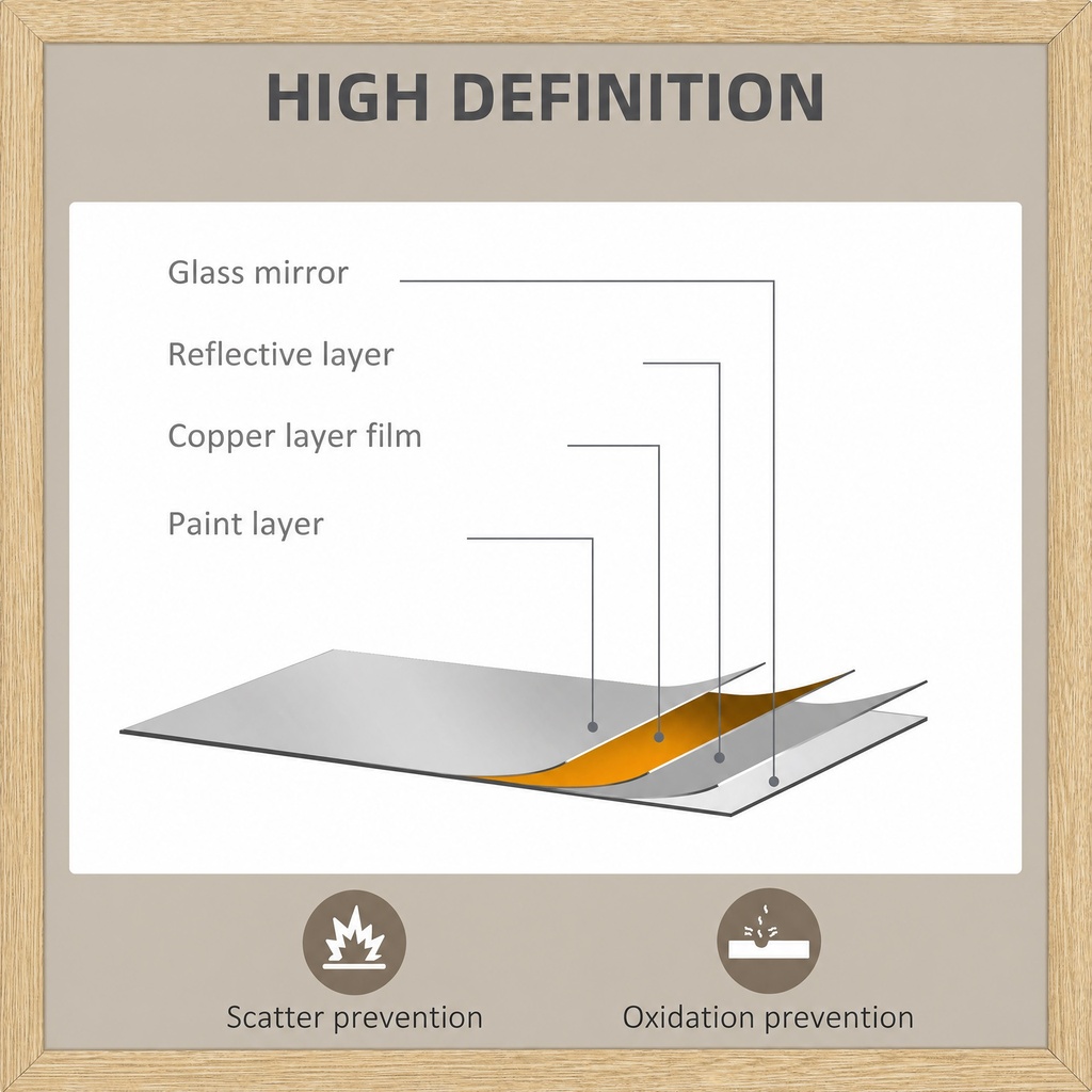 Wall-Mounted Mirror Natural Wood 70x50cm image 6