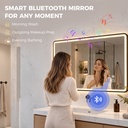 LED Bathroom Mirror Dimmable Anti-Fog Bluetooth 100x70cm Black image 4