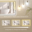 LED Bathroom Mirror Dimmable Anti-Fog Bluetooth 100x70cm Black image 5