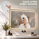LED Bathroom Mirror Dimmable Anti-Fog Bluetooth 100x70cm Black image 6