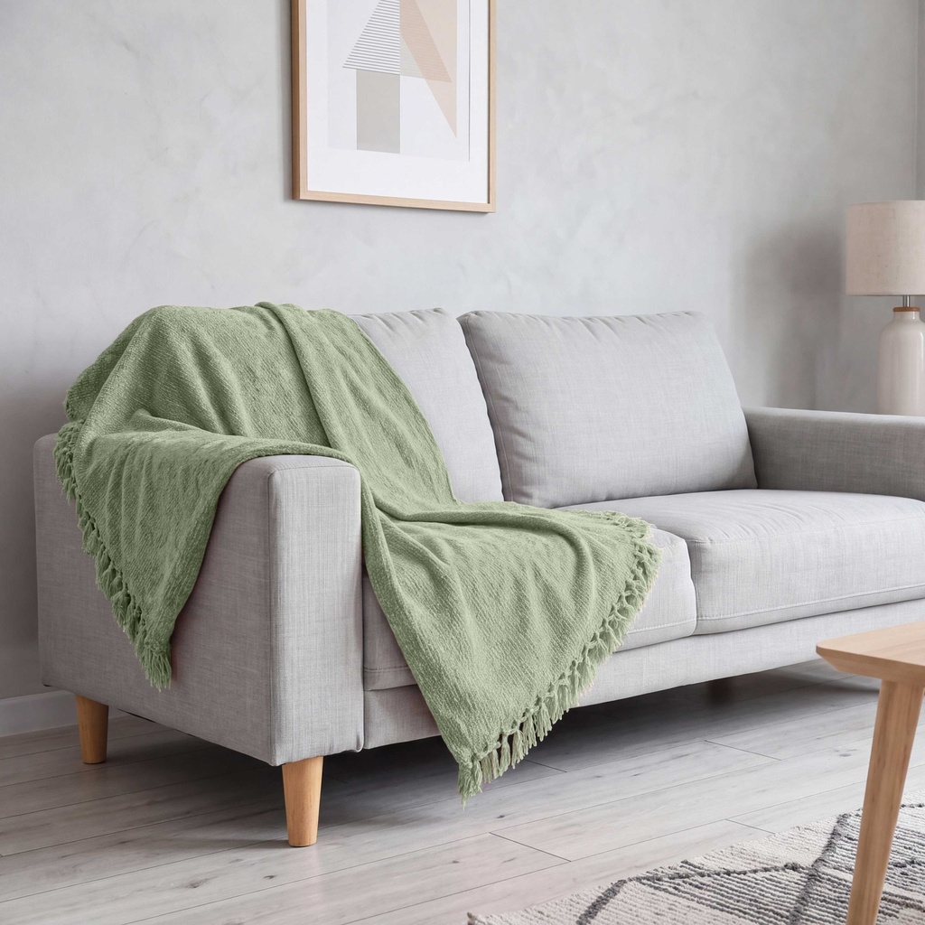 Camilla - Chenille Throw in Meadow Green - Image 4