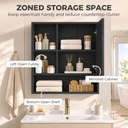Wall-Mounted Mirror Cabinet Adjustable Shelves Black image 5