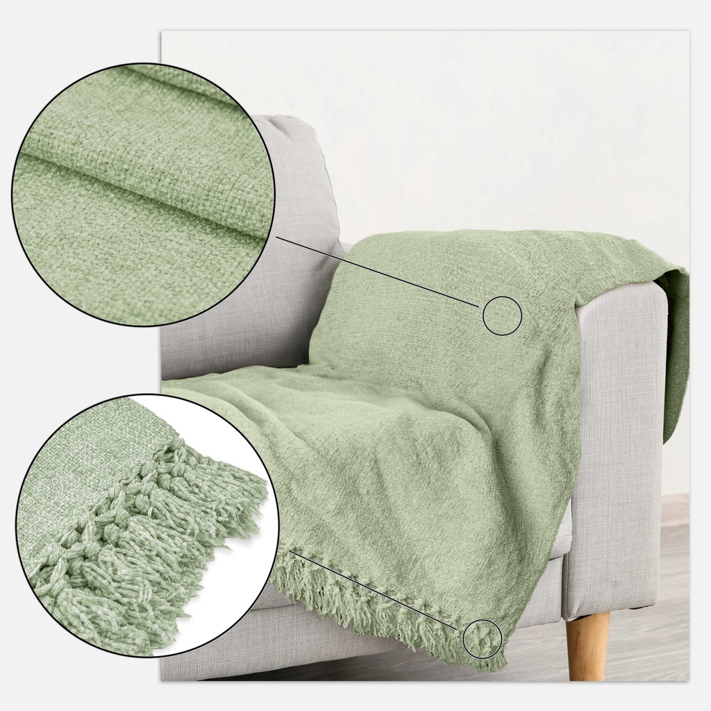 Camilla - Chenille Throw in Meadow Green - Image 5