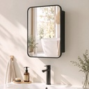 Medicine Mirror Cabinet Wall Storage Adjustable Shelf Black image 2