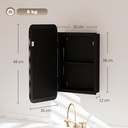 Medicine Mirror Cabinet Wall Storage Adjustable Shelf Black image 3
