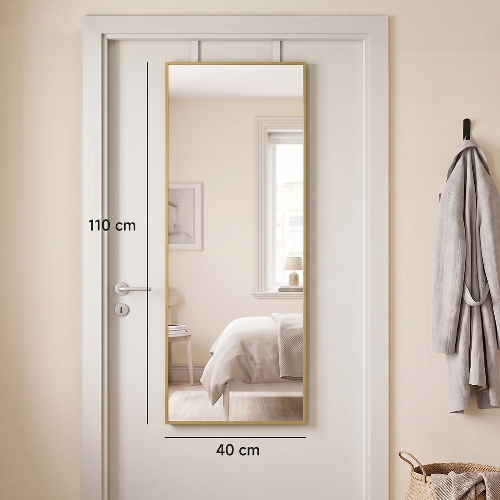 Full Length Wall Mirror 40x110cm Adjustable Gold image 3