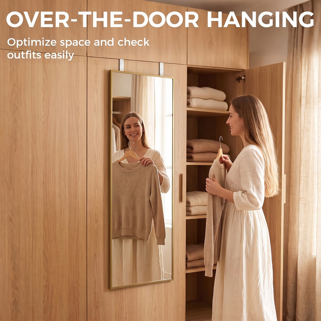 Full Length Wall Mirror 40x110cm Adjustable Gold image 4