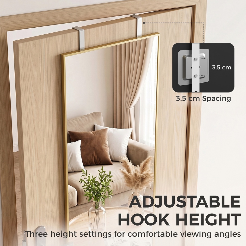 Full Length Wall Mirror 40x110cm Adjustable Gold image 5