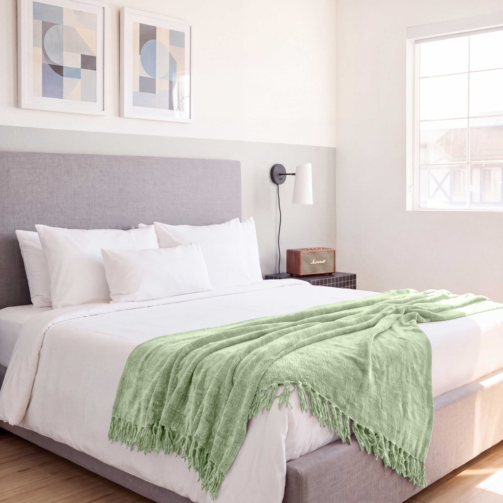 Camilla - Chenille Throw in Meadow Green - Image 6