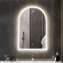 LED Arched Bathroom Mirror Anti-Fog 90x60cm Gold image 2