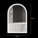 LED Arched Bathroom Mirror Anti-Fog 90x60cm Gold image 3