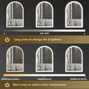 LED Arched Bathroom Mirror Anti-Fog 90x60cm Gold image 4