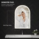 LED Arched Bathroom Mirror Anti-Fog 90x60cm Gold image 5