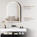 LED Arched Bathroom Mirror Anti-Fog 90x60cm Gold image 6