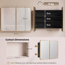 Mirror Cabinet Wall-Mounted Adjustable Shelves Gold 76cm image 3