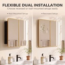 Mirror Cabinet Wall-Mounted Adjustable Shelves Gold 76cm image 5