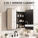 Bathroom Mirror Cabinet Wall-Mounted Adjustable Black 76cm image 4