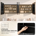 Bathroom Mirror Cabinet Wall-Mounted Adjustable Black 76cm image 6