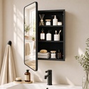 Wall Mirror Cabinet Adjustable Shelves Black 50.8x11.6x71cm image 2
