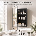 Wall Mirror Cabinet Adjustable Shelves Black 50.8x11.6x71cm image 4