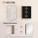 Bathroom Mirror Cabinet Wall-Mounted Adjustable Gold 50.8cm image 3