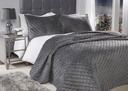 Banbury Collection - Quilted Soft Touch Velvet Bedspread Set in Silver - Image 2