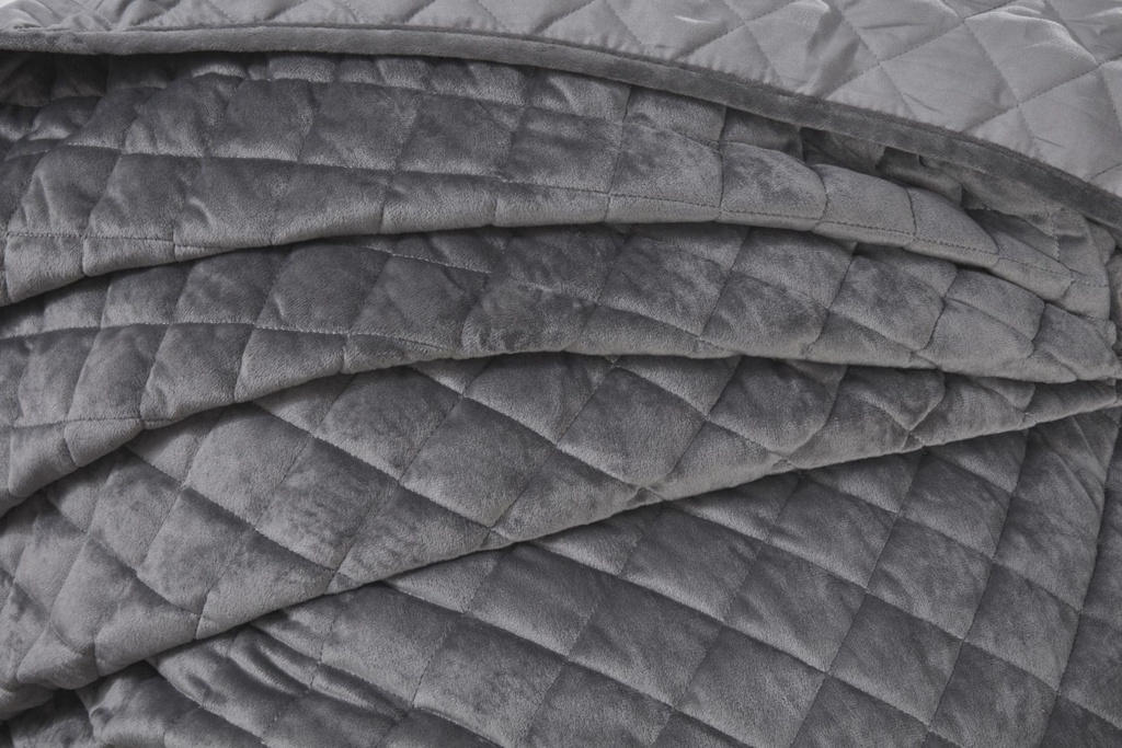 Banbury Collection - Quilted Soft Touch Velvet Bedspread Set in Silver - Image 3
