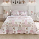 Devon - Quilted Patchwork Bedspread Set in Pink - Image 2