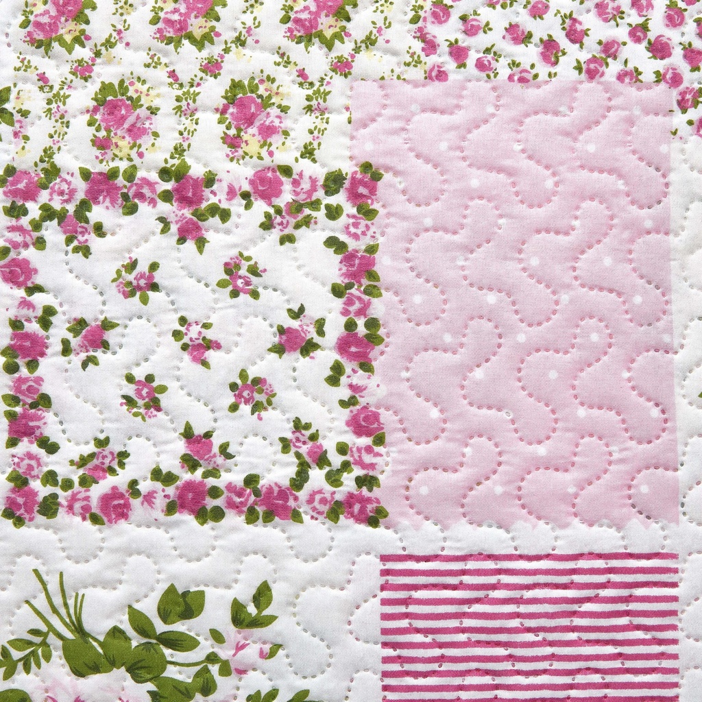 Devon - Quilted Patchwork Bedspread Set in Pink - Image 4