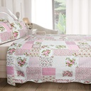 Devon - Quilted Patchwork Bedspread Set in Pink - Image 7
