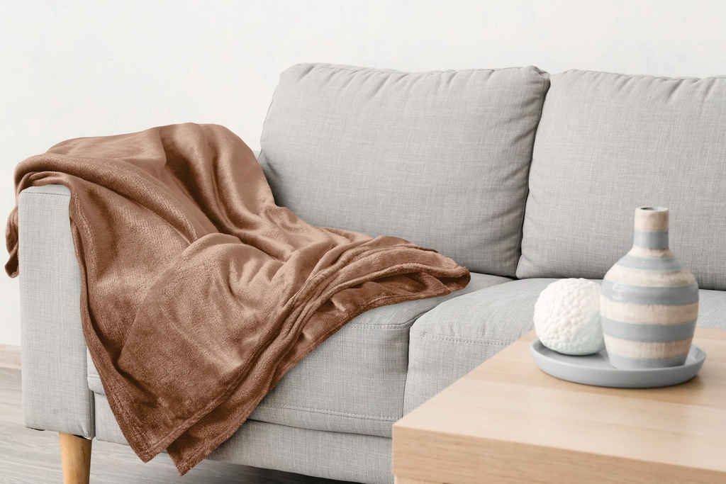 Plush Flannel Fleece Blanket - Super Soft Throw in Mink - Image 4